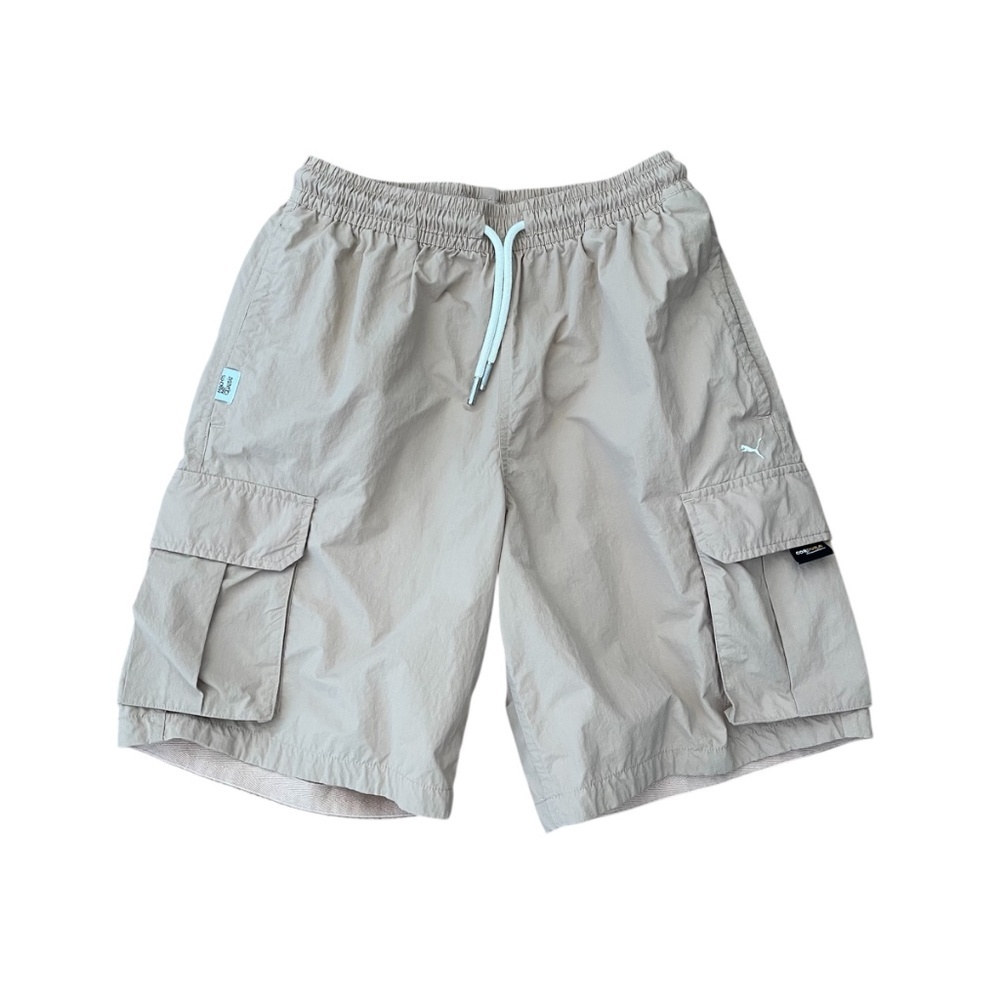 Puma Beige Cargo Men’s Shorts with Light Blue Drawstring